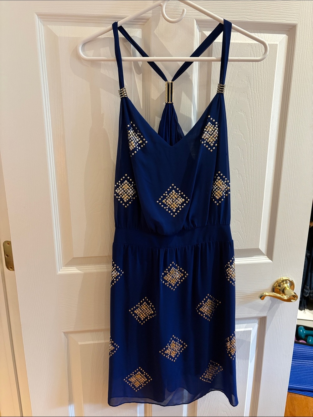 White House Black Market Royal Blue Studded Sun Dress Sz. 8
